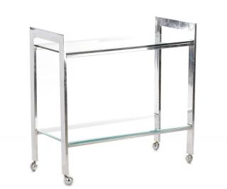 Appraisal: Mid Century Modern Chromed Steel Bar Cart American mid th