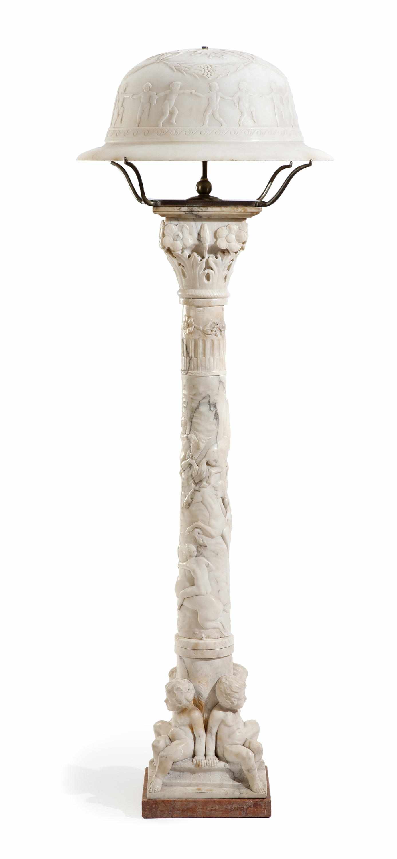 Appraisal: A good Italian carved alabaster floor lamp early th century