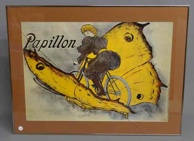 Appraisal: Reproduction poster ''Papillion'' framed Frame size '' x '' glass