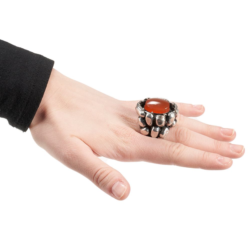 Appraisal: Rachel Gera Brutalist Silver Carnelian Ring Rachel Gera Israeli b