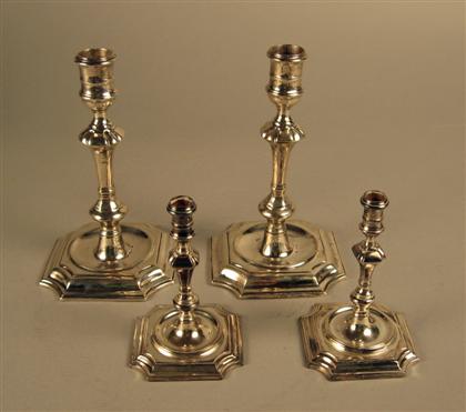 Appraisal: Two Pairs of English sterling silver candlesticks th century various