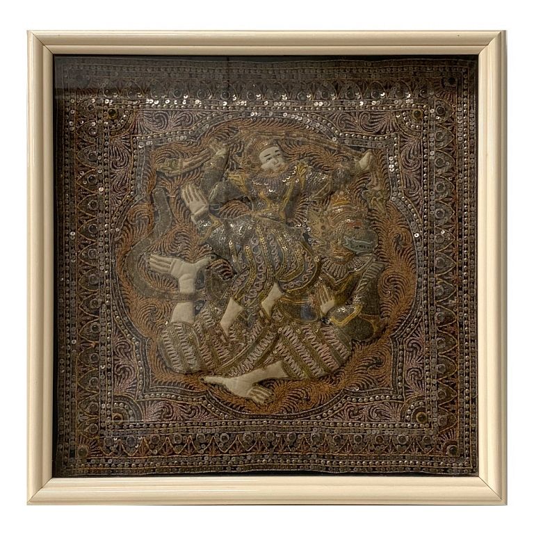 Appraisal: Framed Indonesian Tapestry featuring Dancer Framed Indonesian Tapestry featuring Dancer