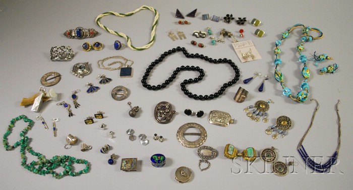 Appraisal: Group of Silver Sterling Silver and Hardstone Jewelry including a