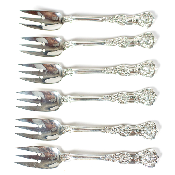 Appraisal: Set of six Tiffany Sterling Silver English King pattern inch