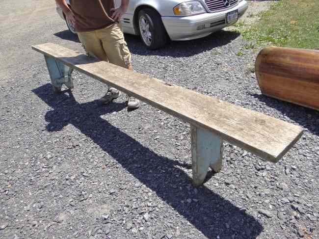 Appraisal: Bootjack bench in blue paint