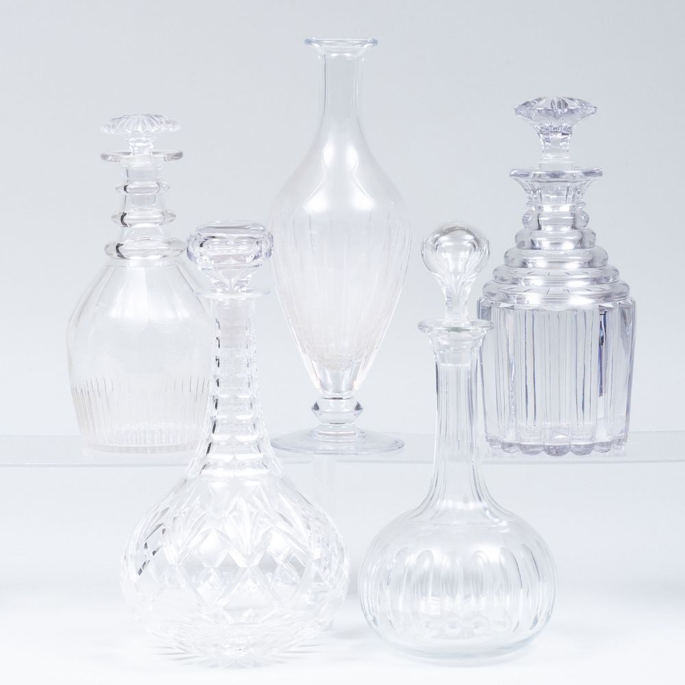 Appraisal: Group of Five Cut Glass Decanters and Four Stoppers Of