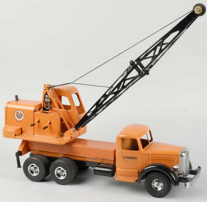 Appraisal: Pressed Steel Smith-Miller Orange Crane Truck Description L Mack Fred