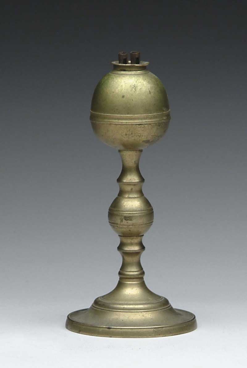 Appraisal: RARE BRASS CAST AND TURNED WHALE OIL LAMP BY WEBB