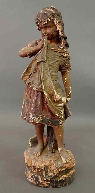 Appraisal: Victorian terracotta colored plaster statue of a barefoot girl h