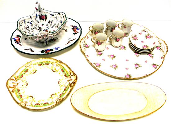 Appraisal: Porcelain including Lenox platter with basket-pattern relief white with gold