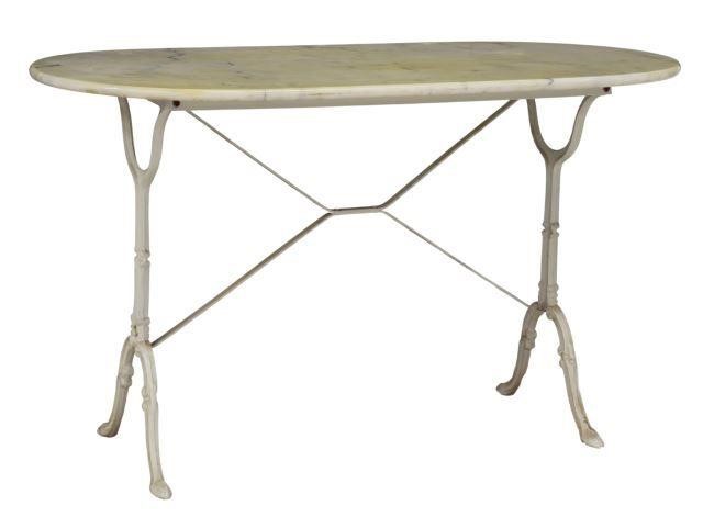 Appraisal: Parisian bistro table th c oval marble top over white