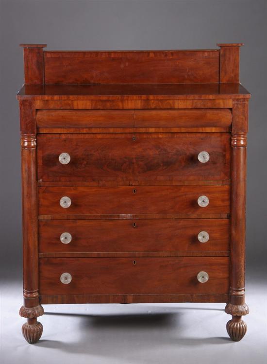 Appraisal: AMERICAN CLASSICAL MAHOGANY SERVER Circa Raised backsplash above frieze drawers