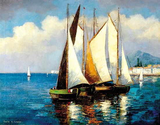 Appraisal: Emile Albert Gruppe Massachusetts - SUMMER SAILS oil on canvas