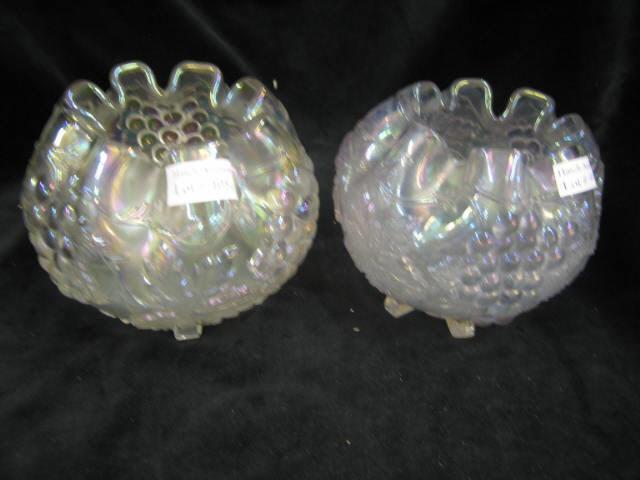 Appraisal: Pair of White Carnival Glass Rose Bowls tri-footed grape vine