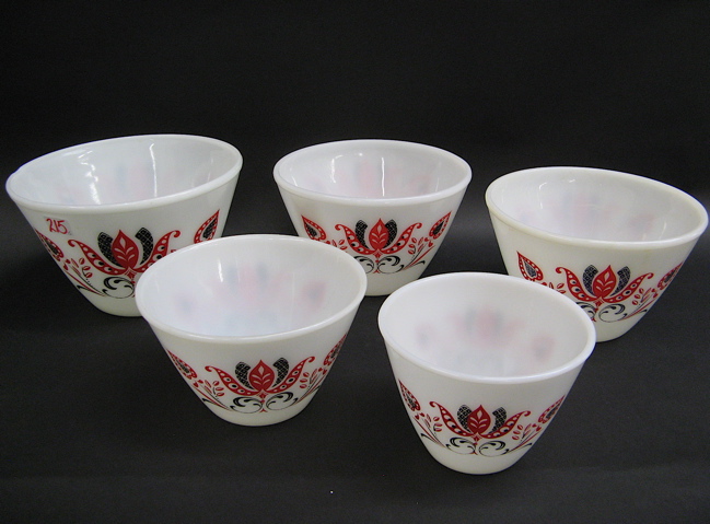 Appraisal: FIRE KING GLASS MIXING BOWL SET pieces in Modern Tulip