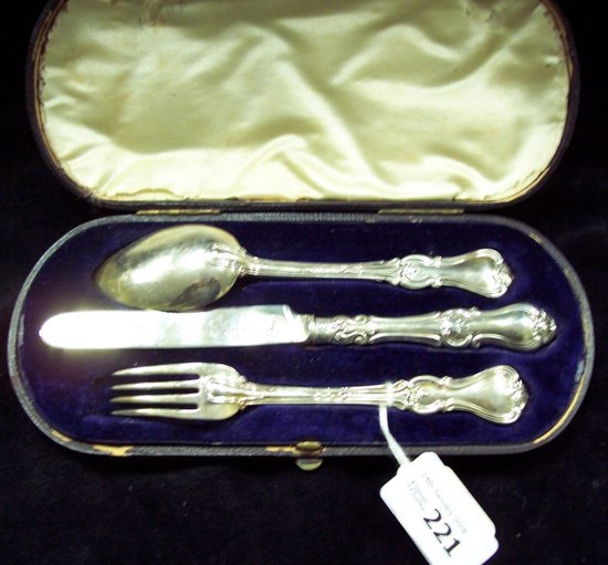 Appraisal: A Victorian Christening set with knife fork and spoon having