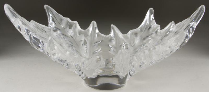 Appraisal: Lalique Oak Leaf Center Bowl large angular molded centerpiece bowl