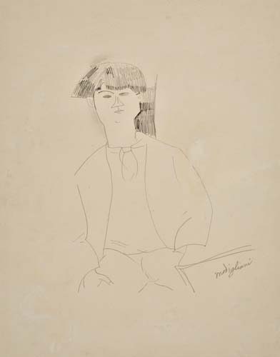 Appraisal: AMEDEO MODIGLIANI Tristran Der me Pencil on wove paper x