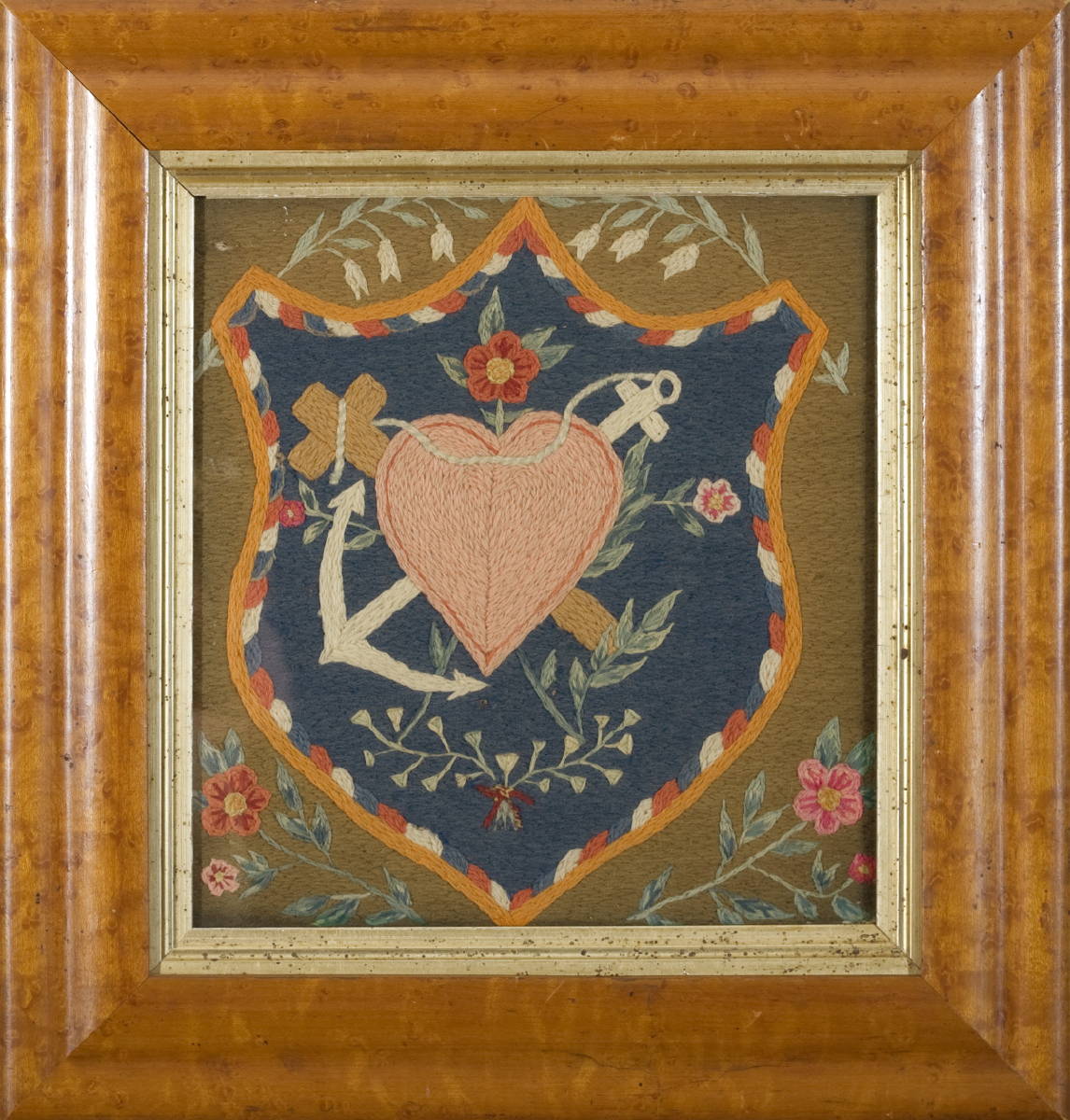 Appraisal: PAIR OF BRITISH SAILOR'S WOOLWORK VALENTINES REPRESENTING FAITH HOPE AND