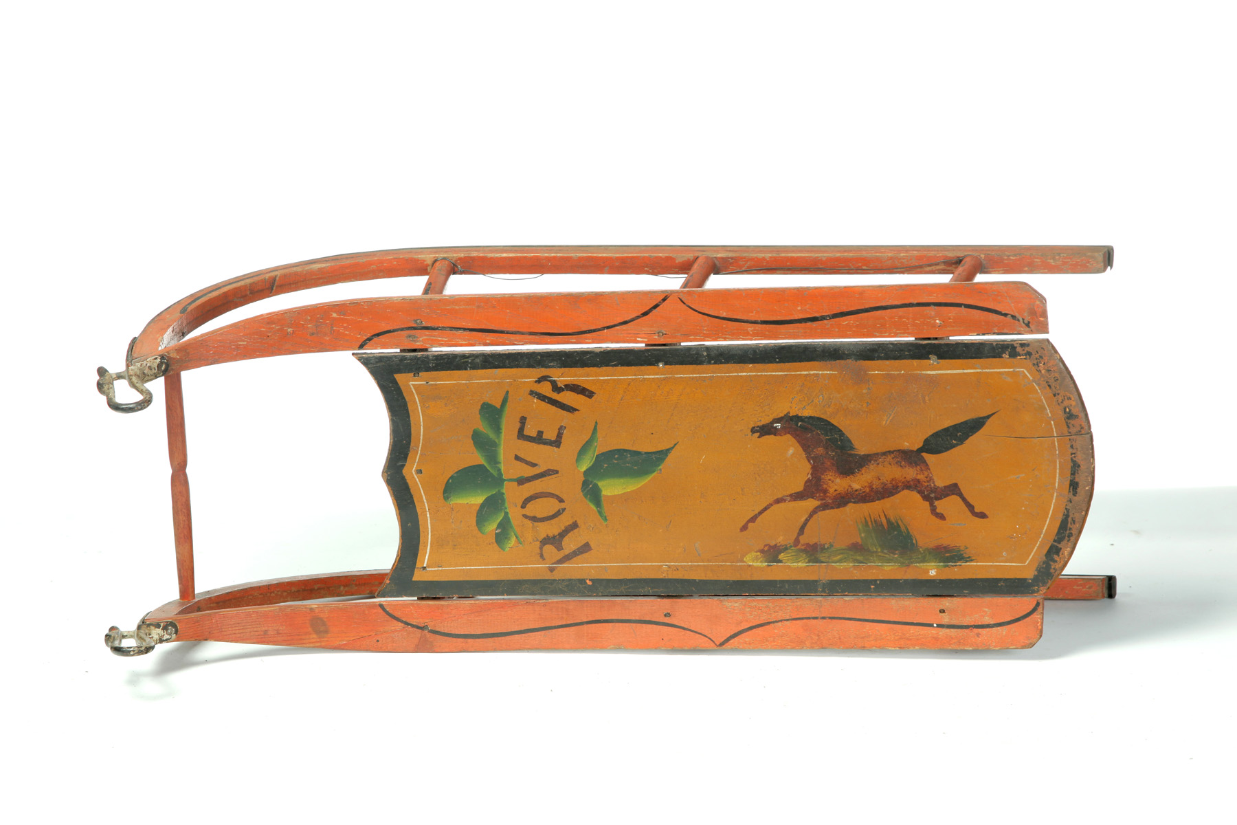 Appraisal: AMERICAN DECORATED SLED Late th-early th century Goose head runners