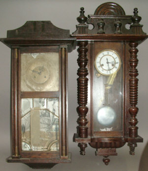 Appraisal: A Continental wooden cased regulator type wall clock the case