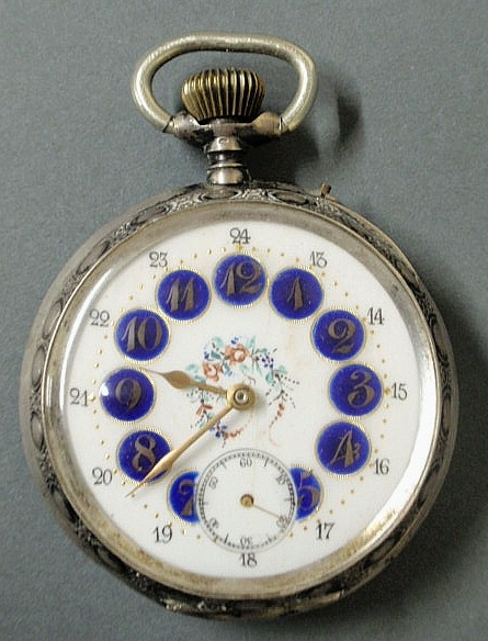 Appraisal: Rare open-face pocket watch with an enameled face case marked