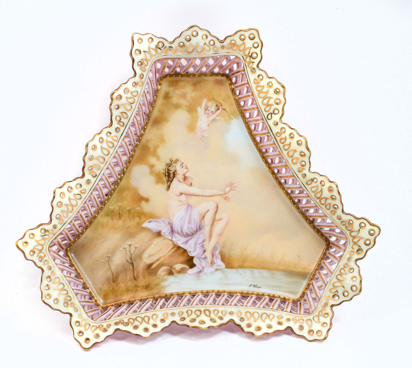 Appraisal: SIGNED A HEER VIENNA PORCELAIN NUDE TRAY signed A Heer