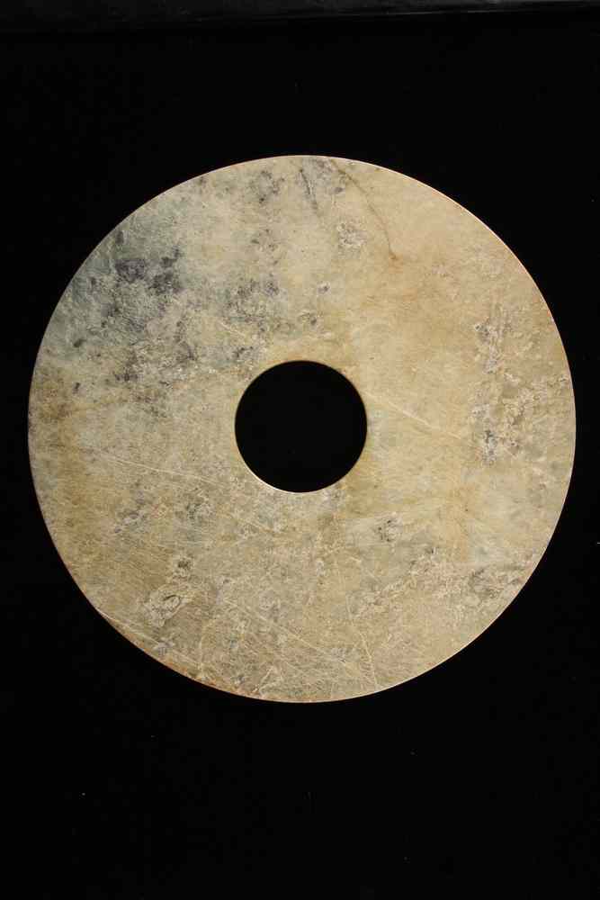 Appraisal: NEOLITHIC CHINESE JADE CEREMONIAL BI DISC - of mottled yellow