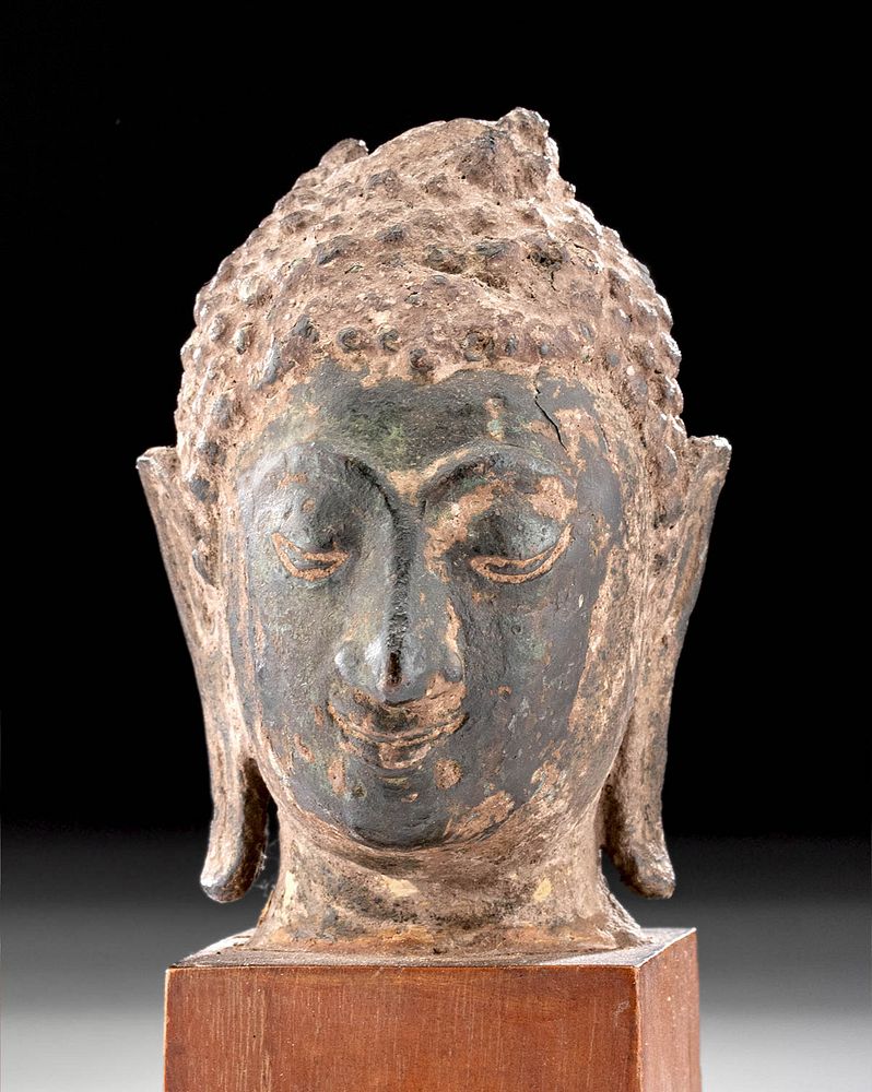 Appraisal: th C Thai Bronze Buddha Head Southeast Asia Thailand Ayutthaya