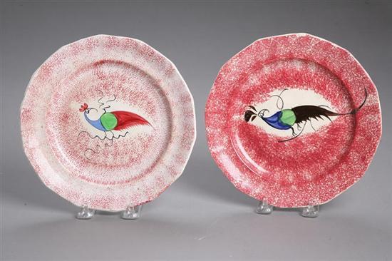 Appraisal: TWO RED SPATTERWARE PLATES English st half- th century Both