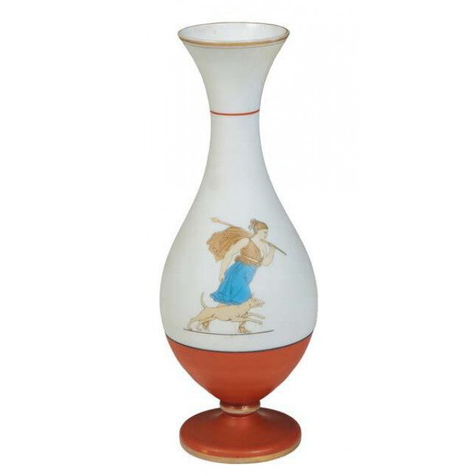 Appraisal: French Blown and Hand-Painted Opaline Vase late th c in