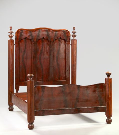 Appraisal: American Late Classical Flame Mahogany Four-Post Bedstead second quarter th