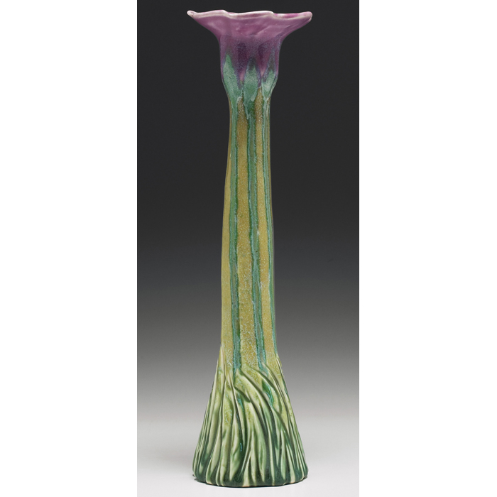 Appraisal: Tim Eberhardt vase contemporary organic shape with carved and painted