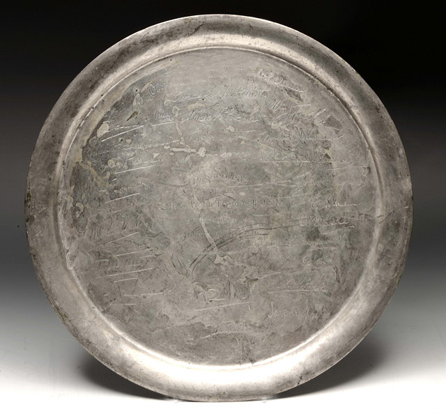 Appraisal: A PRESENTATION CIRCULAR SALVER DATED diameter a dish decorated with