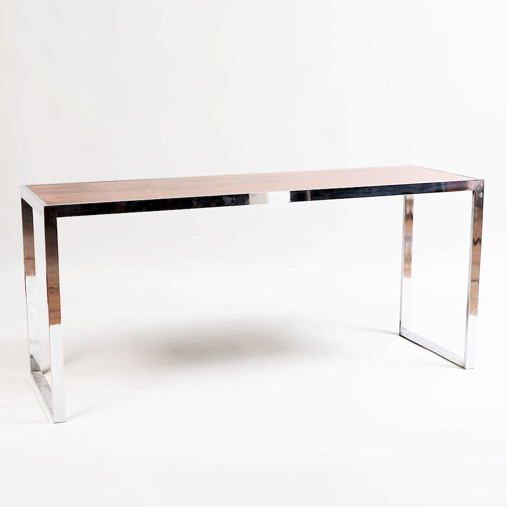 Appraisal: Contemporary Rosewood and Chrome Console in x ft x in