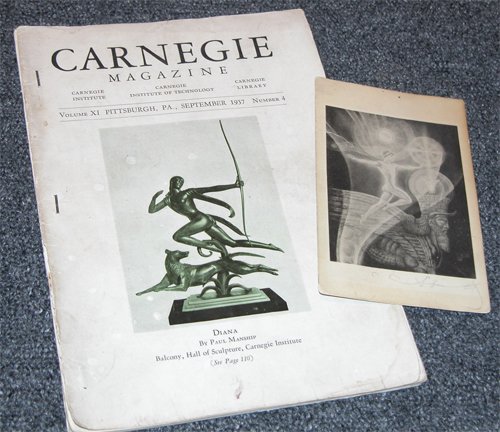 Appraisal: signed postcard and autographed article for Carnegie Magazine September with