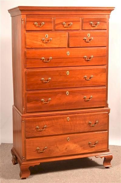 Appraisal: PA Chippendale Walnut Chest on Chest Southeastern Pennsylvania Chippendale Walnut