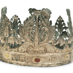 Appraisal: An Italian Silver and Semi-Precious Stone Mounted Crown of the