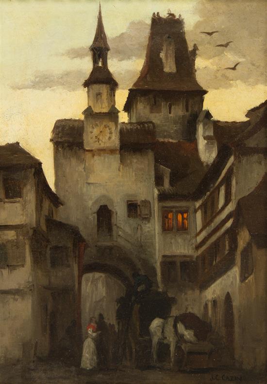 Appraisal: Sale Lot Jean-Charles Cazin French - Village at Night oil