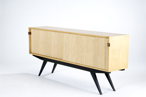 Appraisal: FLORENCE KNOLL KNOLL Credenza with grass doors leather pulls and