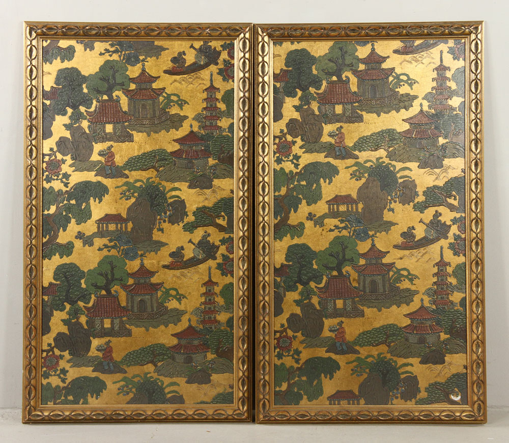 Appraisal: - Pr Chinese Panels Pair of Chinese panels depicting landscapes