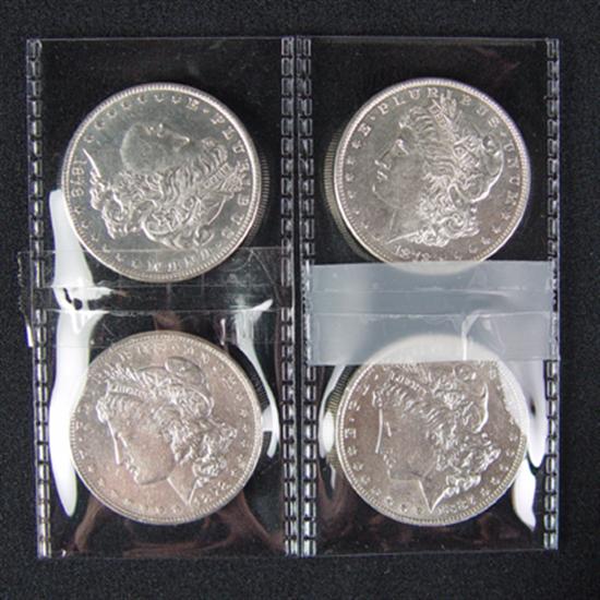 Appraisal: Three - Tail Feathers Morgan Dollars Plus -O Morgan Dollars