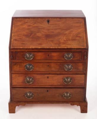 Appraisal: A small George III mahogany bureau cm wide Provenance Tidenham