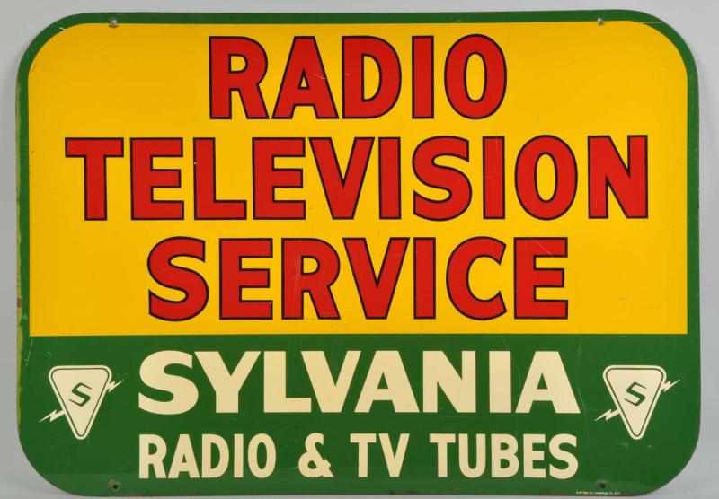 Appraisal: Sylvania Radio TV Service -Sided Metal Sign Condition Near Mint