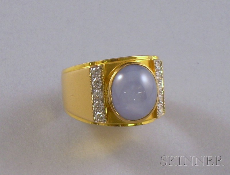 Appraisal: kt Gold Star Sapphire and Diamond Ring the sapphire weighing