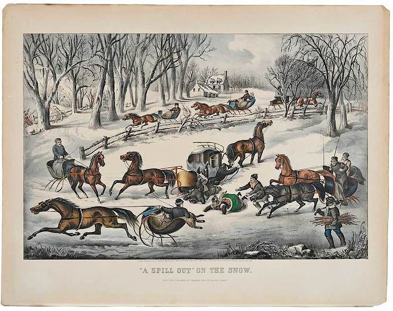 Appraisal: Currier Ives Publishers American th century A Spill Out-On Snow