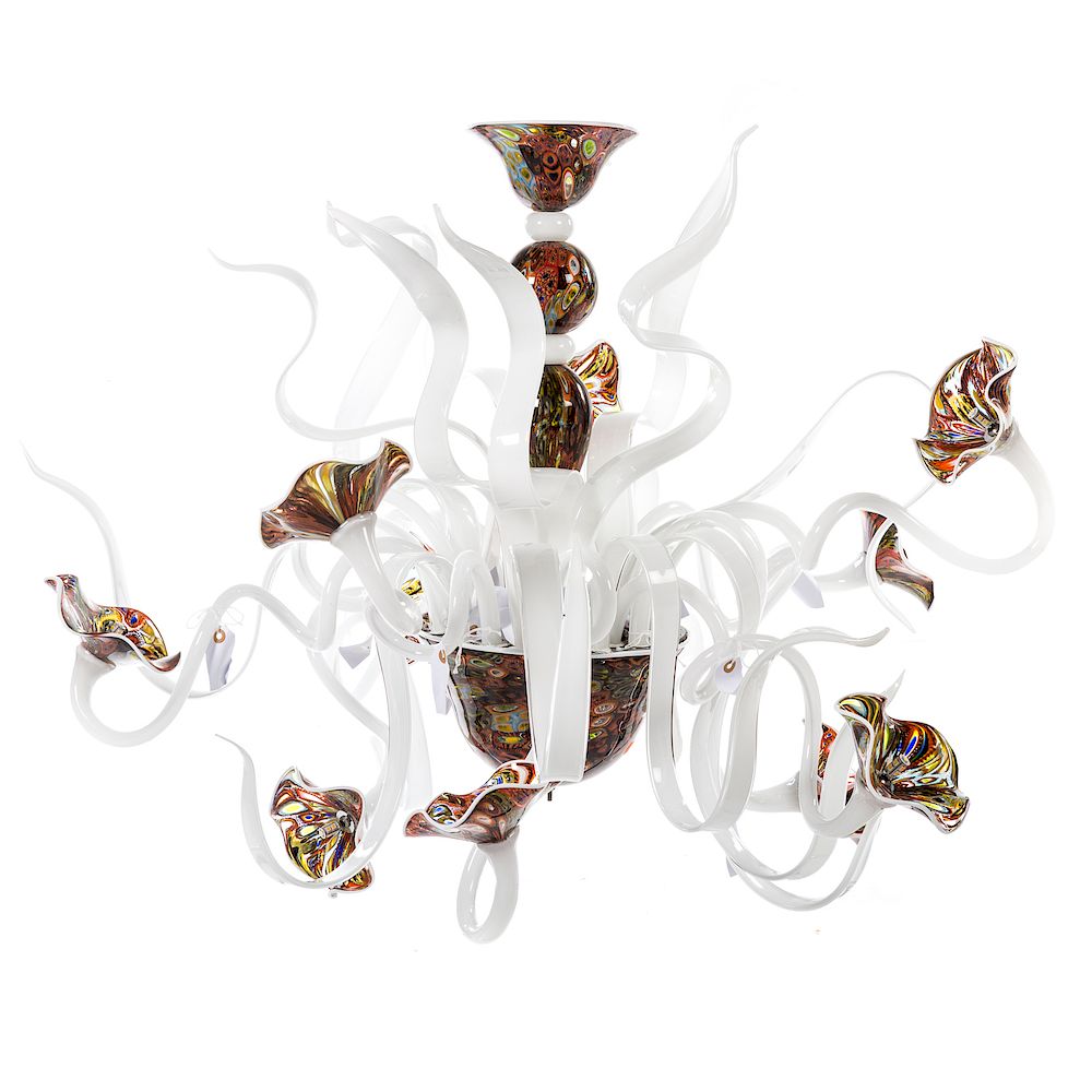 Appraisal: Massimiliano Schiavon Art Glass Chandelier multicolor glass chandelier with artisan-made