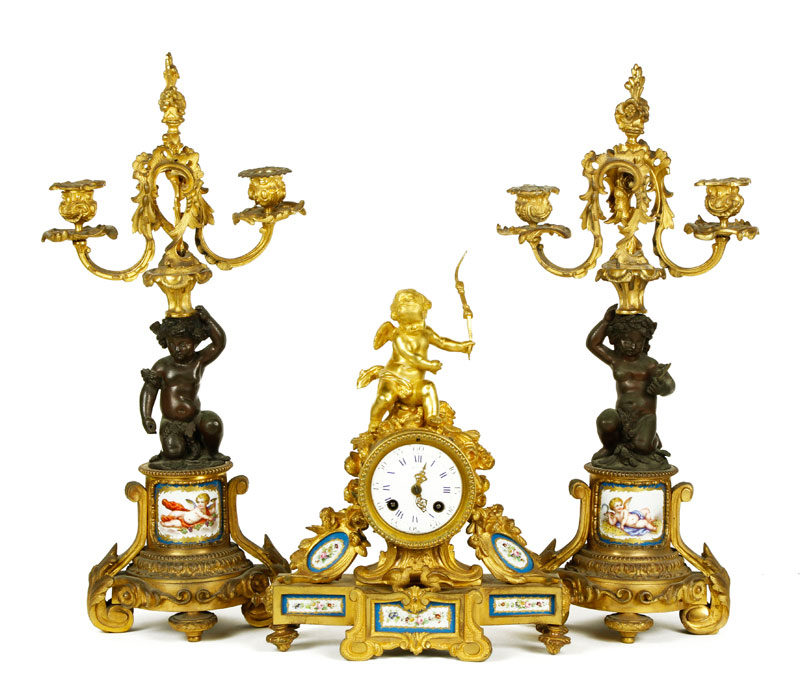 Appraisal: - th C French Piece Clock Set th Century three