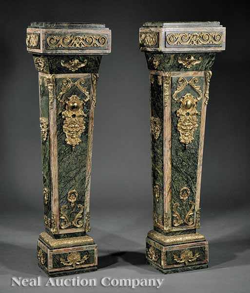 Appraisal: A Pair of Louis XVI-Style Gilt Bronze-Mounted and Green and