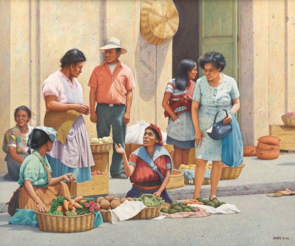 Appraisal: BASILE BRYAN ECUADORIAN TH CENTURY x Market Day Guatemala Oil